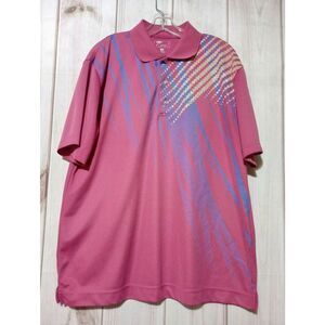 Ease Mens Pink Graphic Golf Polo‎ Shirt Short Sleeve Polyester Size Large